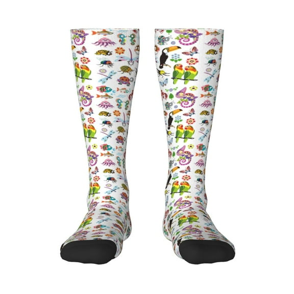 Sikiie Cartoon Wild Animals Knee Socks, High Socks Long Stretchy Sock Women Knee High Stocking, Long Socks for Women