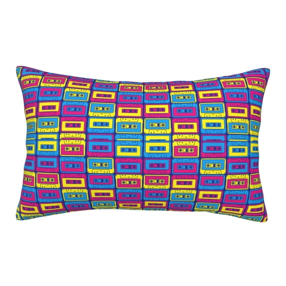 Sikiie Cassette Tapes Print Plush Pillow Cover, Wrinkle-proof and Stain-resistant Pillow Protector without Pillow Core, Home Decoration-14"x20"