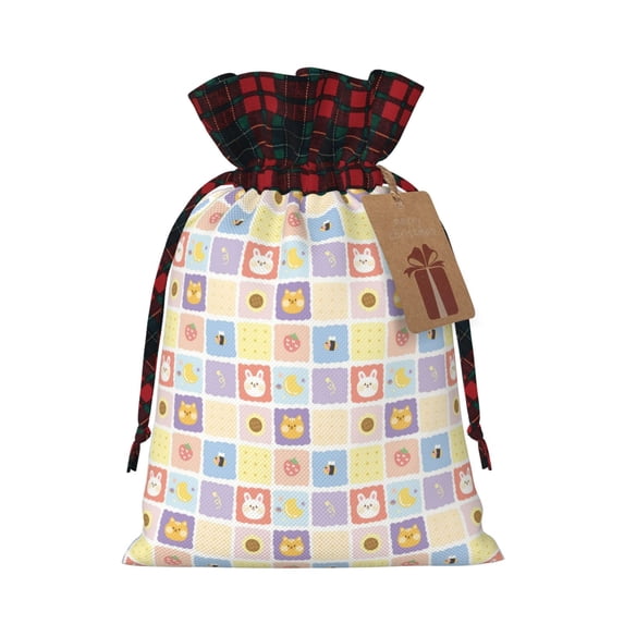 Sikiie Cat And Rabbit Christmas Gift Bags Drawstring Gift Bags Sacks Drawstring Bag Holiday Linen Xmas Wrapping Bags for Presents Party Gift-Black