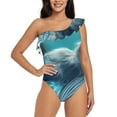 thumbnail image 1 of Sikiie Cat Underwater Fantasy Print Women One Piece Swimsuits Tummy Control One Shoulder Bathing Suits Ruffle Swimwear, From S to XXL-Large, 1 of 6