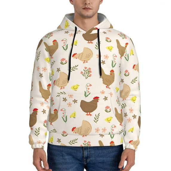 Sikiie Chicken Family Men's Hoodie, Essentials Hoodie, Sweatshirt, Pullover Hooded Sweatshirt for Men-X-Large
