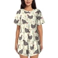 thumbnail image 1 of Sikiie Chickens And Flowers Womens Pajama Sets Short Sleeve Top With Pants Sleepwear 2 Piece Lounge Set-Small, 1 of 6
