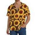 thumbnail image 1 of Sikiie Chocolate Plaid Sunflower Men's Wrinkle Free Untucked Cuban Shirt Business Casual Button Down Shirts Short Sleeve ShirtLarge, 1 of 5