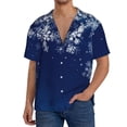 thumbnail image 1 of Sikiie Christmas Blue Men's Cuban Shirt, Hawaiian Shirts, Business Casual Button Down Shirts, Short Sleeve Shirt-3X-Large, 1 of 5