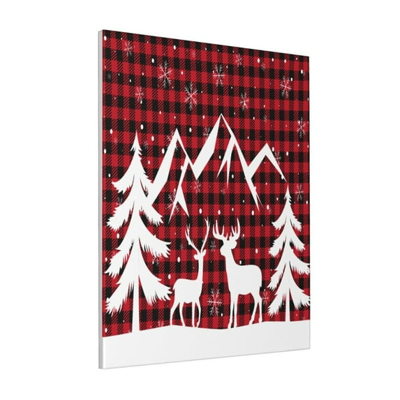 Sikiie Christmas Buffalo Plaid Print Canvas Decorative Hanging Painting, Anti-shrinkage Hanging Frame, Suitable for Home, Office Wall Decorations