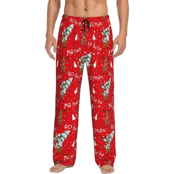 Sikiie Christmas Deer 1 Pajama Pants Men, PJ Bottoms, Sleep & Lounge Pants-Medium