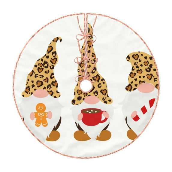Sikiie Christmas Gnomes In Leopard Christmas Tree Skirt, Christmas Tree Decorations, Christmas Decor, Tree Mat Decoration(30-48IN)-48"