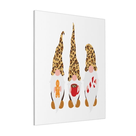Sikiie Christmas Gnomes In Leopard Print Canvas Decorative Hanging Painting, Anti-shrinkage Hanging Frame, Suitable for Home, Office Wall Decorations