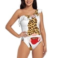 thumbnail image 1 of Sikiie Christmas Gnomes In Leopard Print Women One Piece Swimsuits Tummy Control One Shoulder Bathing Suits Ruffle Swimwear, From S to XXL-Medium, 1 of 6