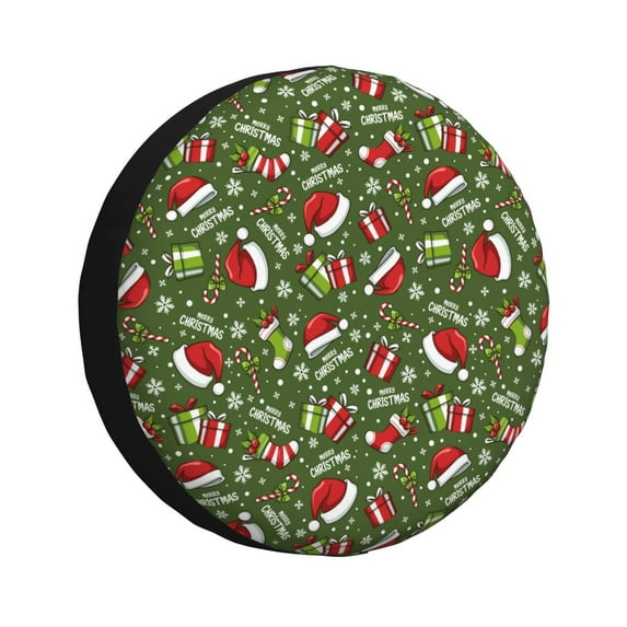 Sikiie Christmas Hat sock PVC Leather Spare Tire Wheel Cover Spare Tire Cover, for Car Truck SUV Camper Trailer Universal Fit(14-17in)-17 inch