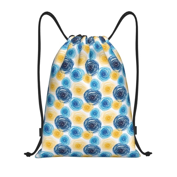 Sikiie Circular Drawstring Backpack Drawstring Bags, Draw String Back Bag for Sports, Gym, Travel, Swimming, Beach-Small