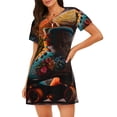 thumbnail image 1 of Sikiie Classic Floral Blue Skate Shoes Print Women's Short-sleeved Nightdress, Round Neck Pullover Nightdress Pajamas Summer Home Wear, 1 of 6