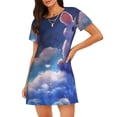 thumbnail image 1 of Sikiie Cloud Cute Rabbit Print Women's Short-sleeved Nightdress, Round Neck Pullover Nightdress Pajamas Summer Home Wear, 1 of 6