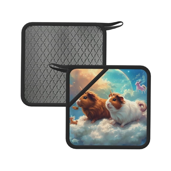 Sikiie Cloud Guinea Pig Pot Holders Kitchen Insulation Mats Heat Resistant Pot-Holder Oven Anti-Scald Pads for Cooking Baking, 7.1*7.1inch