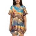 thumbnail image 1 of Sikiie Cloud Sleeping Cat Womens Pajama Sets Short Sleeve Top With Pants Sleepwear 2 Piece Lounge SetSmall, 1 of 6
