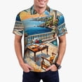 thumbnail image 1 of Sikiie Coastal Style Garden Villa Print Men's Short-sleeved POLO Shirts, Button-down Shirts and T-shirts are Suitable for Vacation, Leisure and Business-Large, 1 of 6