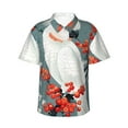 thumbnail image 1 of Sikiie Cockatoo Red Berries Print Men's Hawaiian Shirt, Summer Beach Button Pocket Short Sleeve T-Shirt,3X-Large, 1 of 7
