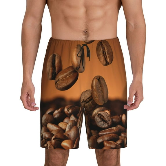 Sikiie Coffee Beans Mens Pajama Shorts, Lounge Pant, Men's shorts,Sleep Pj Shorts for Men-Medium