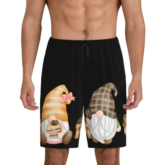 Sikiie Coffee Gnome (2) Mens Pajama Shorts, Lightweight Lounge Pant with Pockets Soft Sleep Pj Shorts for MenX-Large