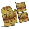 thumbnail image 1 of Sikiie Coffee Vintage Oven Mitts and Pot Holders, Silicone Oven Gloves, Heat Resistant Oven Mitts 4Pcs Set, 1 of 6