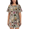 thumbnail image 1 of Sikiie Coffee pots cup Womens Pajama Sets Short Sleeve Top With Pants Sleepwear 2 Piece Lounge Set-Medium, 1 of 6