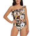 thumbnail image 1 of Sikiie Collage of different dogs Print Women One Piece Swimsuits Tummy Control One Shoulder Bathing Suits Ruffle Swimwear, From S to XXL-Small, 1 of 6