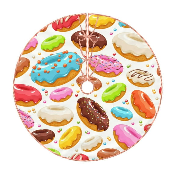 Sikiie Color Donut Nativity Christmas Tree Skirt, Jesus Christian Winter Holiday Tree Mat Decoration(30-48IN)30"