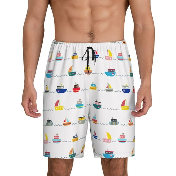 Sikiie Color Ships Mens Pajama Shorts, Lightweight Lounge Pant with Pockets Soft Sleep Pj Shorts for MenSmall