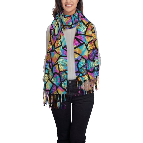 Sikiie Colored Glass1 Shawl Wraps Big Scarf Tassel Fall Winter Thick Scarf Warm Shawl Women Fall Gifts