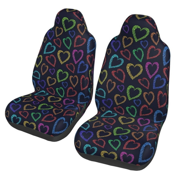 Sikiie Colored Hearts Car Seat Protector 2 Pack Car Seat Cushion Mat, Car Seat Covers for SUV, Truck, Van