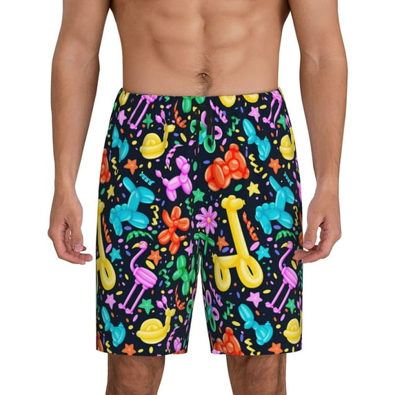 Sikiie Colorful Air Balloons1 Mens Pajama Shorts, Lightweight Lounge Pant with Pockets Soft Sleep Pj Shorts for MenSmall
