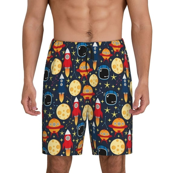 Sikiie Colorful Astronomy Mens Pajama Shorts, Lightweight Lounge Pant with Pockets Soft Sleep Pj Shorts for MenX-Large