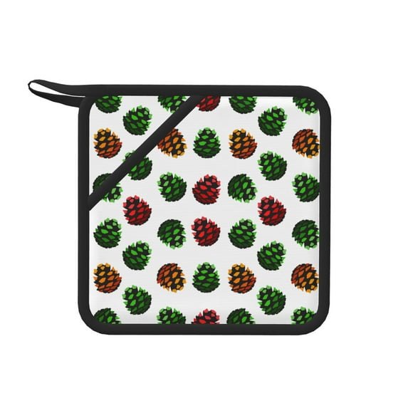 Sikiie Colorful Autumn Pinecones Pot Holders Kitchen Insulation Mats Heat Resistant Pot-Holder Oven Anti-Scald Pads for Cooking Baking, 7.1*7.1inch