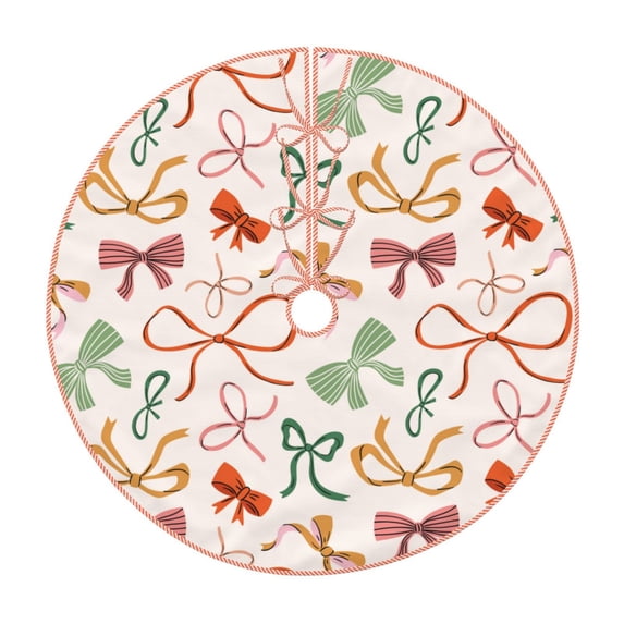 Sikiie Colorful Bow Knots Christmas Tree Skirt, Christmas Tree Decorations, Christmas Decor, Tree Mat Decoration(30-48IN)-36"