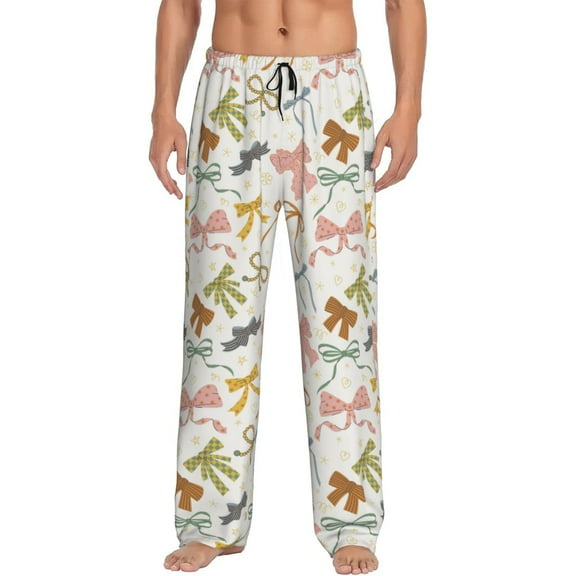 Sikiie Colorful Bow Knots1 Pajama Pants Men, PJ Bottoms, Sleep & Lounge Pants-Small