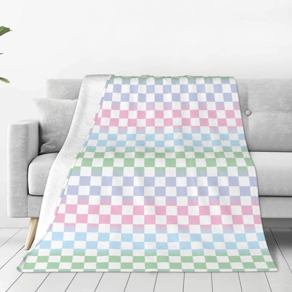 Sikiie Colorful Checkerboard Ultra-Soft Micro flannel Blanket Luxury All Seasons Warm Blanket for Bedding Sofa and Travel (4 sizes)-50"x40"