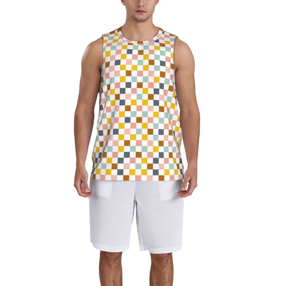 Sikiie Colorful Checkered 1 Basketball Jersey Reversible Men's Mesh Athletic Sports Shirts Training Practice S-4XLSmall