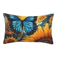 thumbnail image 1 of Sikiie Colorful Cloud Butterfly Sunflower Print Plush Pillow Cover, Wrinkle-proof and Stain-resistant Pillow Protector without Pillow Core, Home Decoration-16"x24", 1 of 6