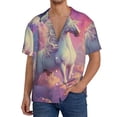 thumbnail image 1 of Sikiie Colorful Cloud White Horse Men's Wrinkle Free Untucked Cuban Shirt Business Casual Button Down Shirts Short Sleeve ShirtMedium, 1 of 5