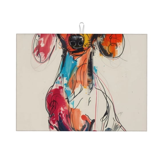 Sikiie Colorful Dachshund Art Dish Drying Mat, Kitchen Counter Mat, Self Drying Mat for Kitchen Counter Dish Drying Pad ,for Dishes, Utensils, Pots and Pans(24" x 18")