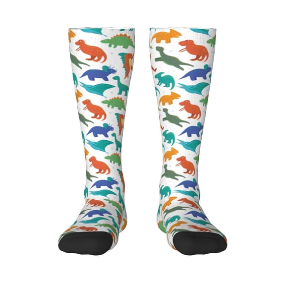 Sikiie Colorful Dinosaur Knee Socks, High Socks Long Stretchy Sock Women Knee High Stocking, Long Socks for Women