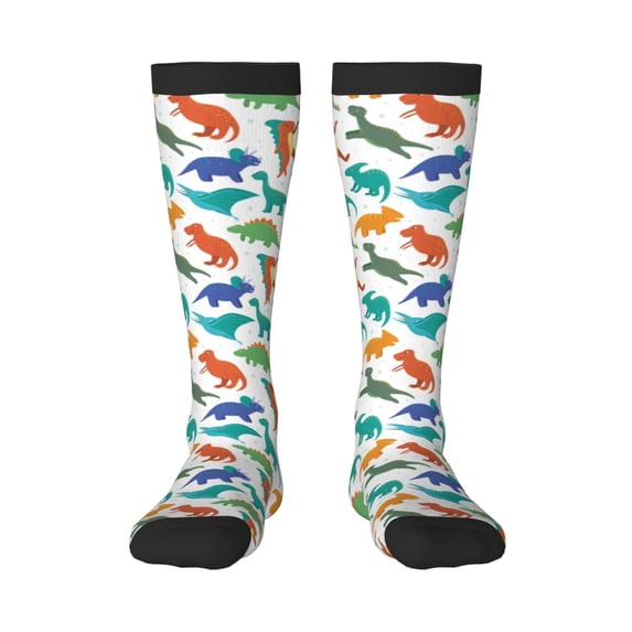 Sikiie Colorful Dinosaur Knee Socks, High Socks Long Stretchy Sock Women Knee High Stocking, Long Socks for Women