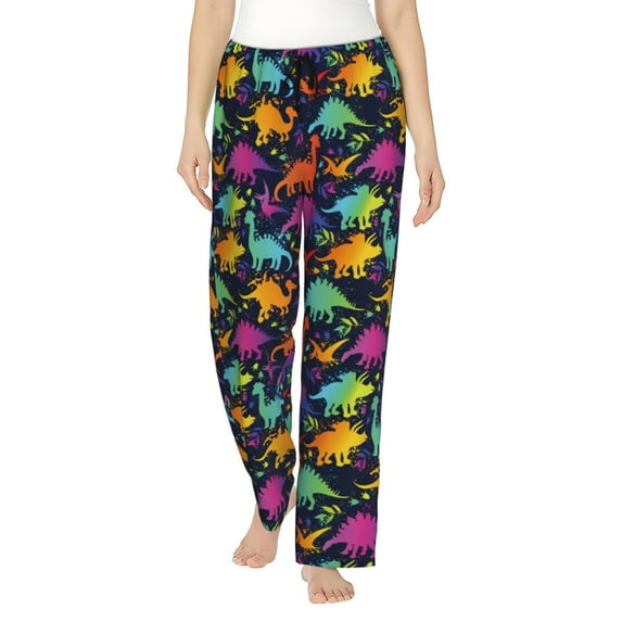 Sikiie Colorful Dinosaur Women’s Ultra-Soft Comfy Lounge Pants Sleepwear Comfy Lounge Pants Drawstring Sleep Bottoms with PocketsMedium