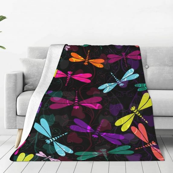 Sikiie Colorful Dragonflies Ultra-Soft Micro flannel Blanket Luxury All Seasons Warm Blanket for Bedding Sofa and Travel (4 sizes)-60"x50"
