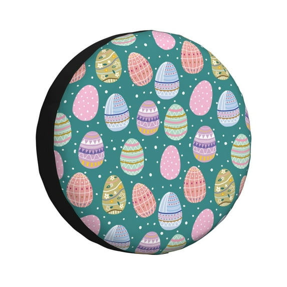 Sikiie Colorful Easter eggs Print PVC Leather Spare Tire Wheel Cover Spare Tire Cover, for Car Truck SUV Camper Trailer Universal Fit-17 inch