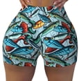 thumbnail image 1 of Sikiie Colorful Fishing Baits Print Workout Shorts Women Scrunch Butt Gym Shorts Seamless High Waist Tummy Control Yoga Biker Athletic Shorts, 1 of 5