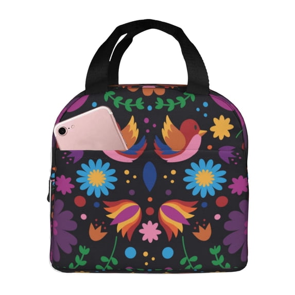 Sikiie Colorful Floral2 Lunch Bag for Women & Men Adult Insulated Lunch Box, Food Lunch Containers Lunch Tote Bags for Work, Travel, Outdoor