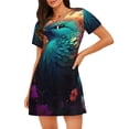 thumbnail image 1 of Sikiie Colorful Flower Bird Print Women's Short-sleeved Nightdress, Round Neck Pullover Nightdress Pajamas Summer Home Wear, 1 of 6