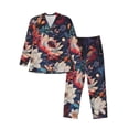 thumbnail image 1 of Sikiie Colorful Flower Peacock Mens Pajama Set, Soft Warm Long Sleeve Sleepwear, Cozy Button-Down Pjs for Men-Medium, 1 of 7