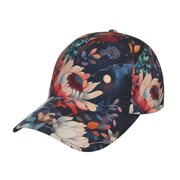 Sikiie Colorful Flower Peacock Unisex Vintage Washed Unstructured Baseball Cap Soft Cap Adjustable Unisex Baseball Hat Dad Hat